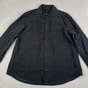 DUER DU/ER No Sweat Moleskin Shirt Mens Medium Black  Button Pockets Long Sleeve